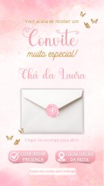 Convite Chá de Bebê / Fraldas Borboletas | Animado e Interativo