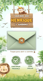Convite Safari Menino Aquarela | Animado e Interativo